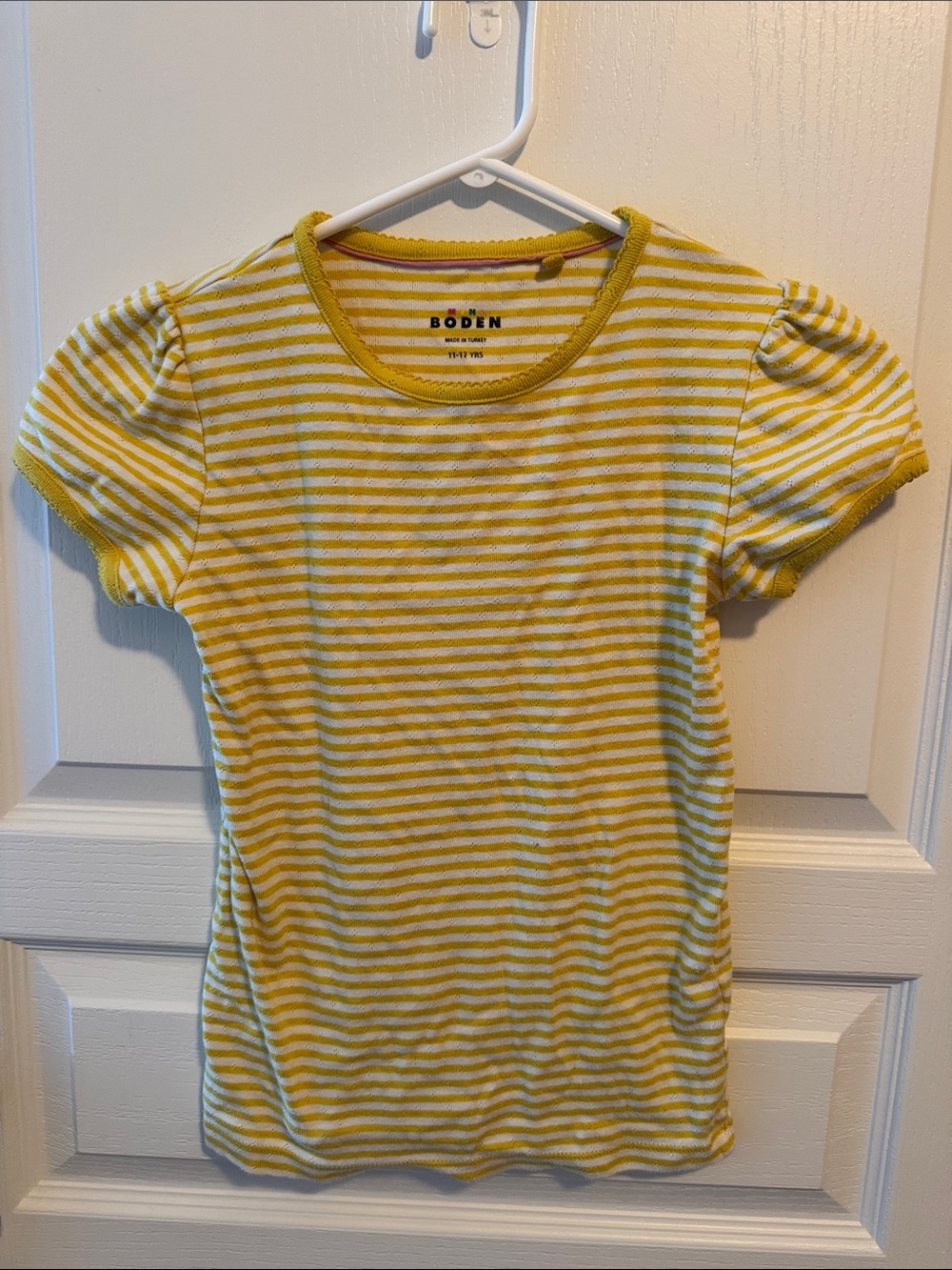 Boden Yellow & White Stripe Short-Sleeve Tee